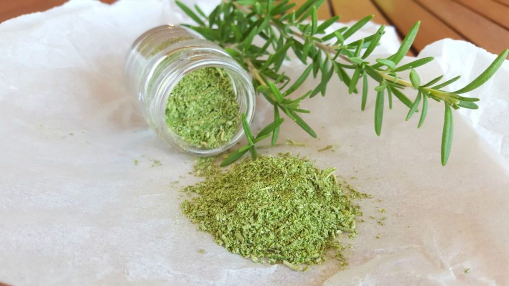 Making Dried Rosemary Powder